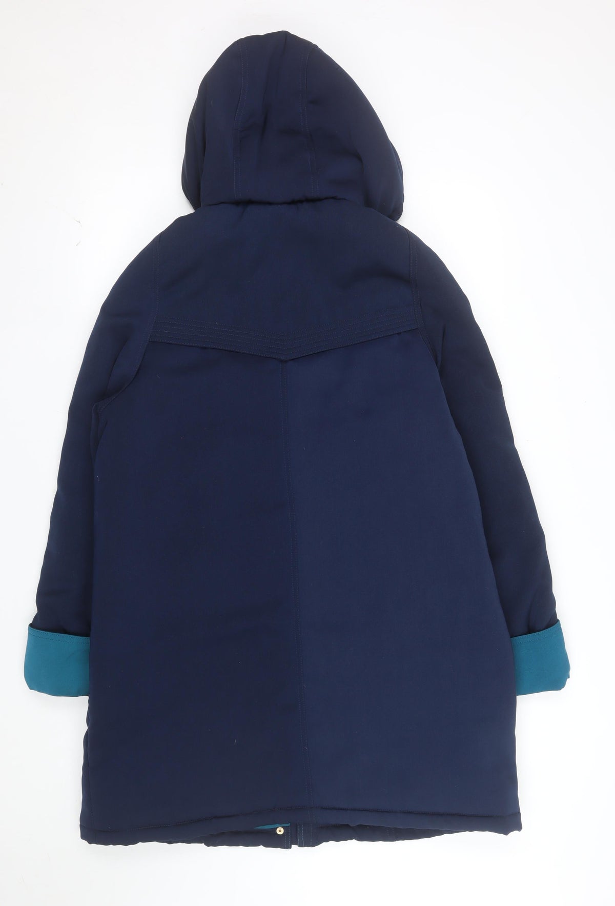 Isle Womens Blue Hooded Long Puffer Coat Size 14