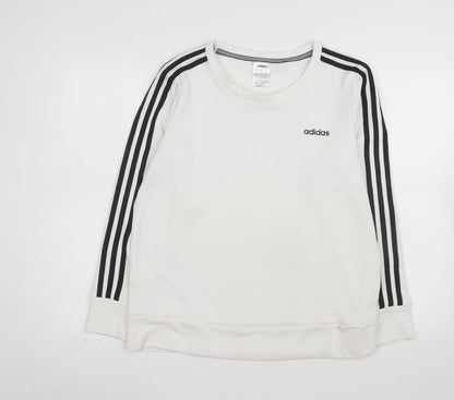 Adidas Womens White Long Sleeve Crew Neck Pullover Sweatshirt L