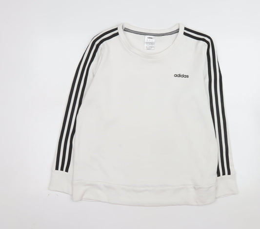 Adidas Womens White Long Sleeve Crew Neck Pullover Sweatshirt L