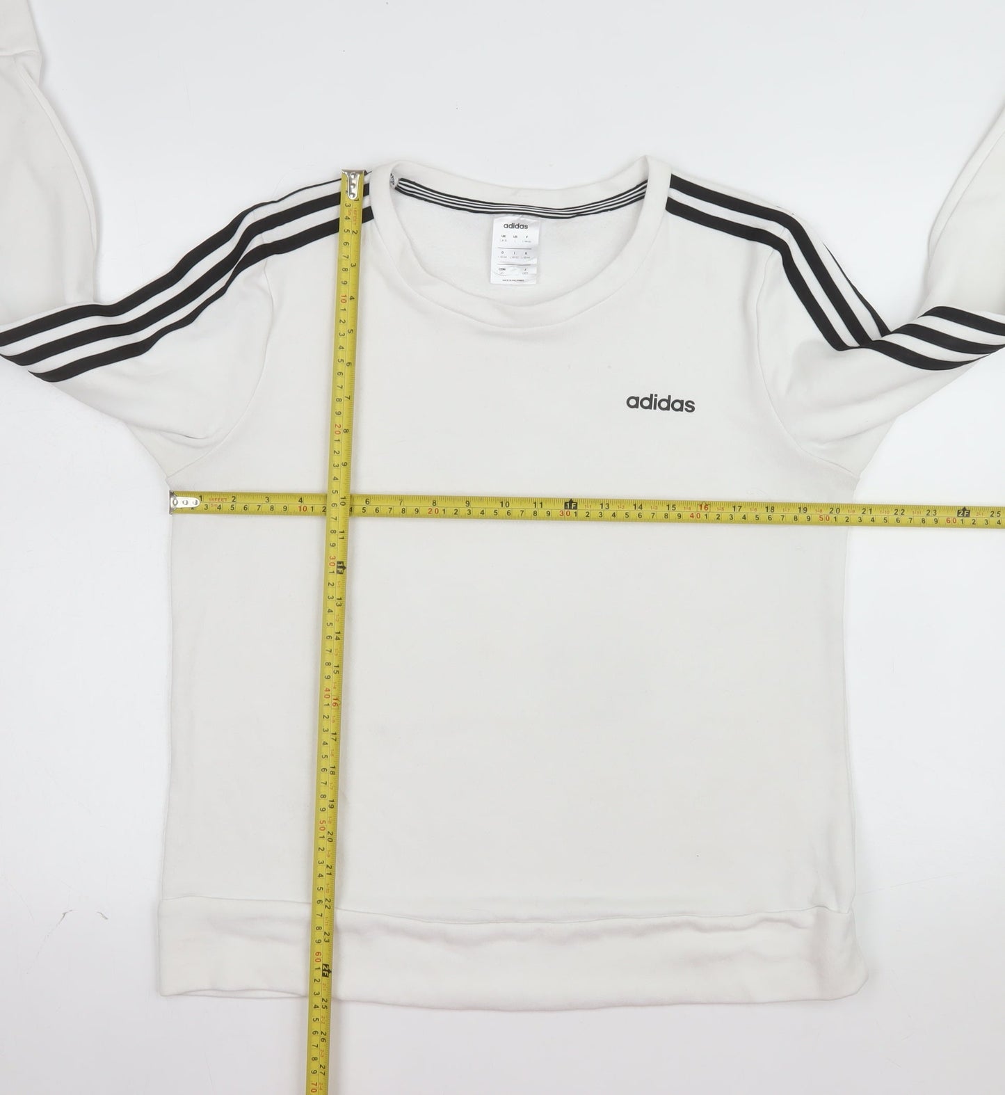 Adidas Womens White Long Sleeve Crew Neck Pullover Sweatshirt L
