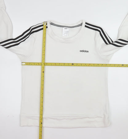 Adidas Womens White Long Sleeve Crew Neck Pullover Sweatshirt L