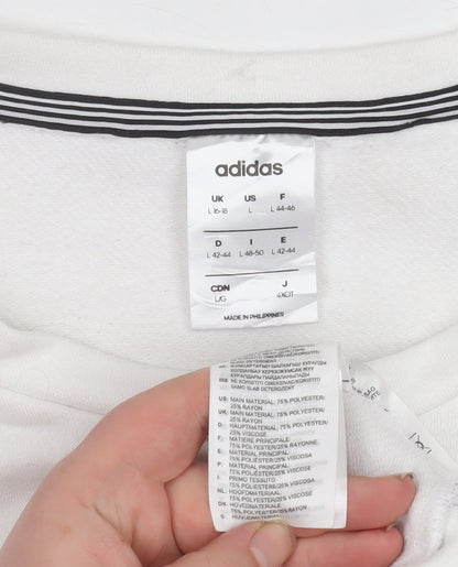 Adidas Womens White Long Sleeve Crew Neck Pullover Sweatshirt L