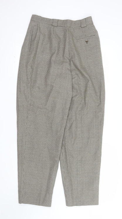Giorgio Sant' Angelo Women's Brown Houndstooth Wool Pleated Trousers Size 14
