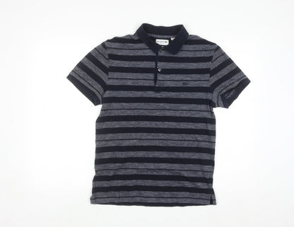 Lacoste Men’s Blue Striped Slim Fit Cotton Polo Shirt Size M