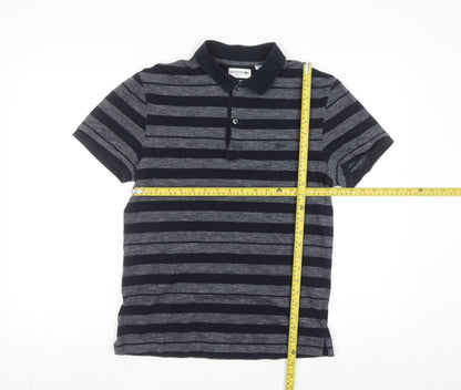 Lacoste Men’s Blue Striped Slim Fit Cotton Polo Shirt Size M