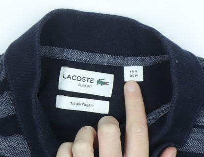 Lacoste Men’s Blue Striped Slim Fit Cotton Polo Shirt Size M