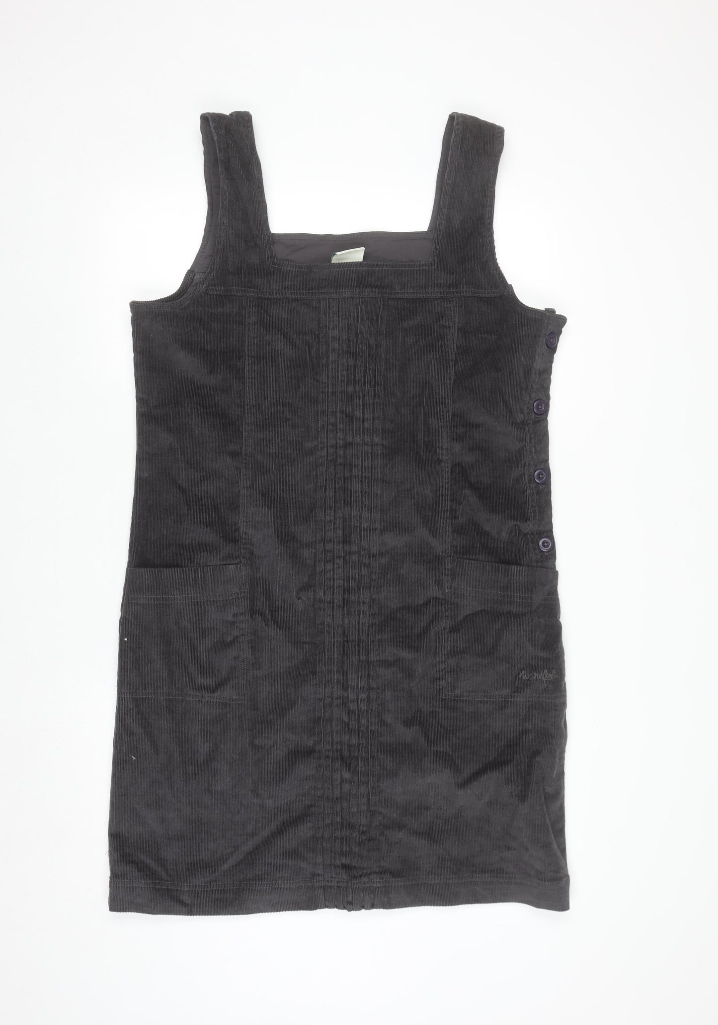 Weird Fish Women's Grey Corduroy Pinafore Dress Size 16