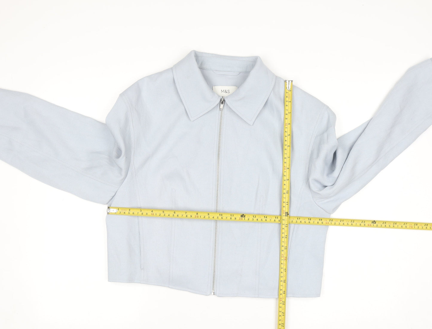 Marks and Spencer Womens Blue Cropped Zip Jacket Size 14
