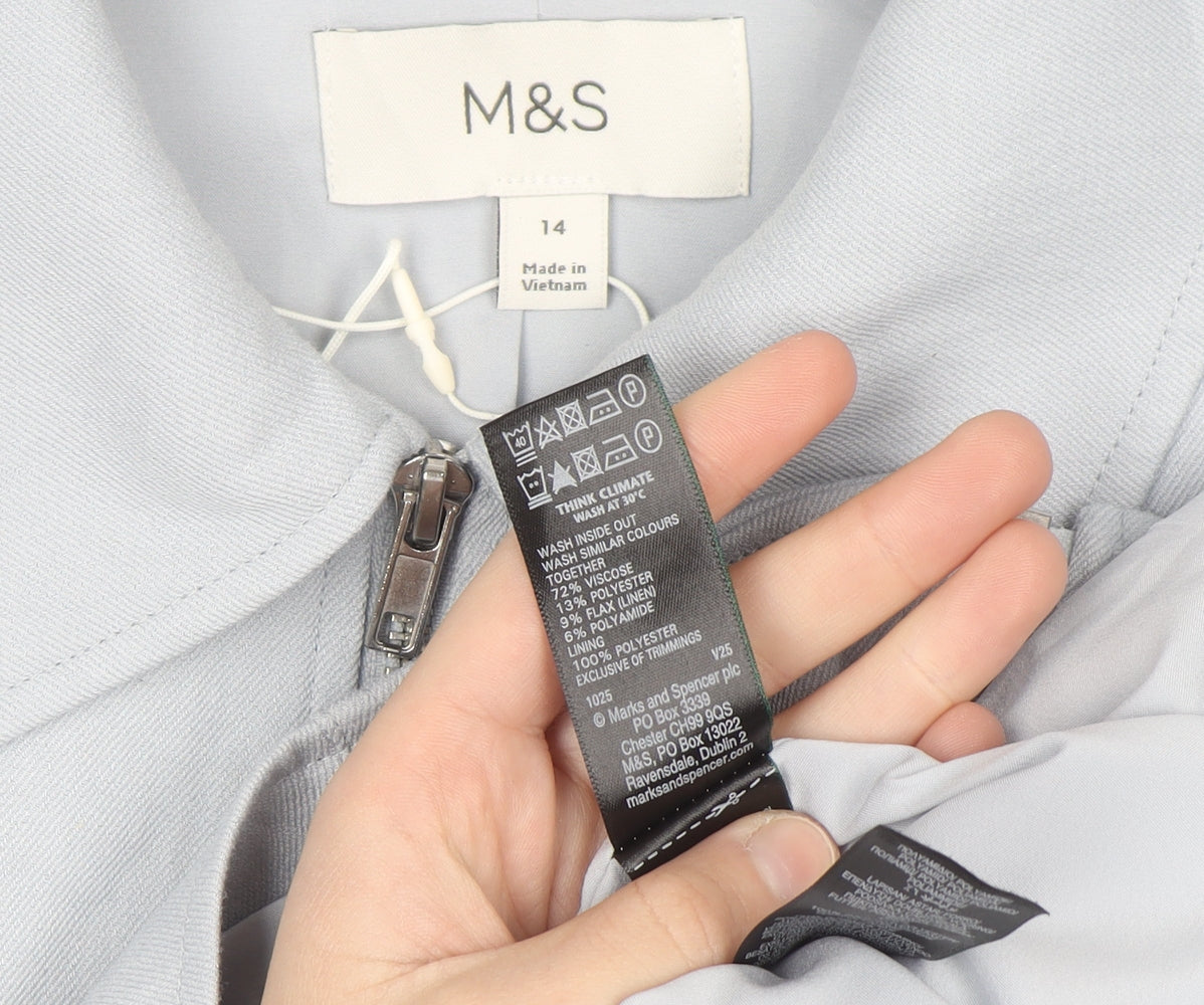 Marks and Spencer Womens Blue Cropped Zip Jacket Size 14