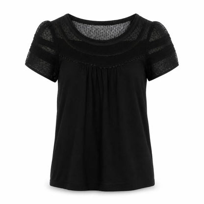 Oasis Women’s Black Mesh Lace Short Sleeve Tunic Blouse Size S