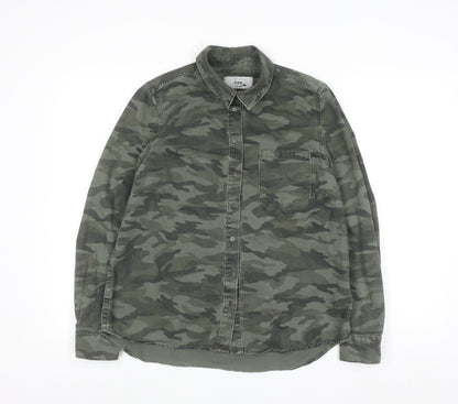 New Look Women’s Green Camo Button-Up Denim Shirt UK 10
