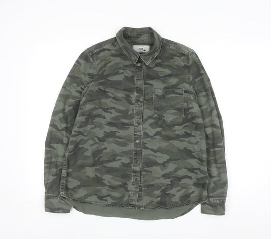 New Look Women’s Green Camo Button-Up Denim Shirt UK 10