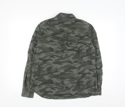 New Look Women’s Green Camo Button-Up Denim Shirt UK 10
