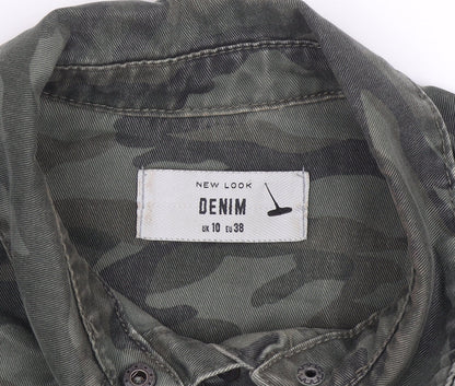 New Look Women’s Green Camo Button-Up Denim Shirt UK 10