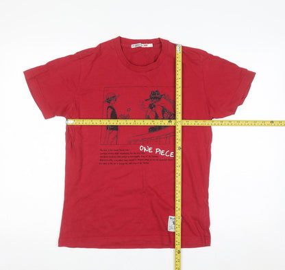 Uniqlo Men Red One Piece Anime Graphic Cotton T-Shirt Size S