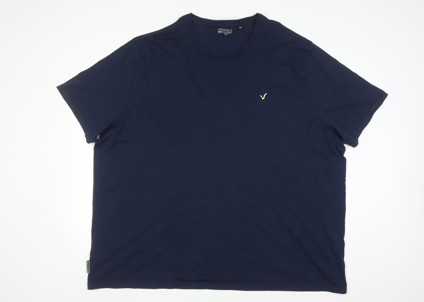 Von Jeans Co. Men's Navy Crew Neck Cotton T-Shirt 5XL Classic Fit
