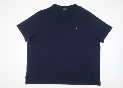 Von Jeans Co. Men's Navy Crew Neck Cotton T-Shirt 5XL Classic Fit