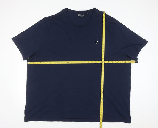 Von Jeans Co. Men's Navy Crew Neck Cotton T-Shirt 5XL Classic Fit
