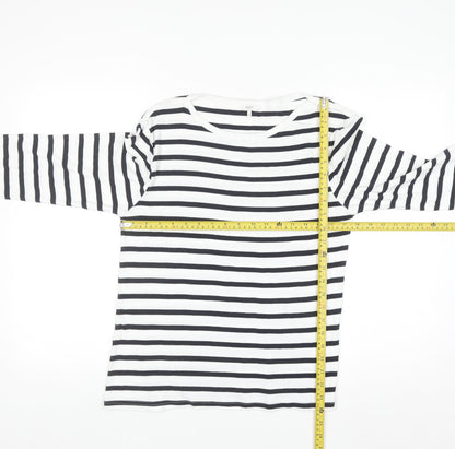 Cotton Traders Womens Ivory Striped 3/4 Sleeve T-Shirt Size 14