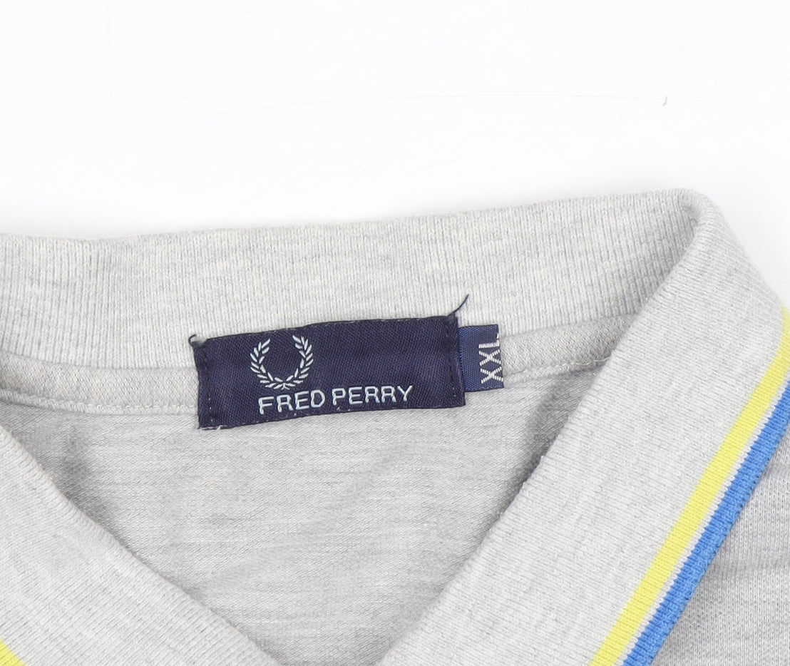Fred Perry Mens Grey 2XL Polo Shirt Preppy Cotton Classic Style