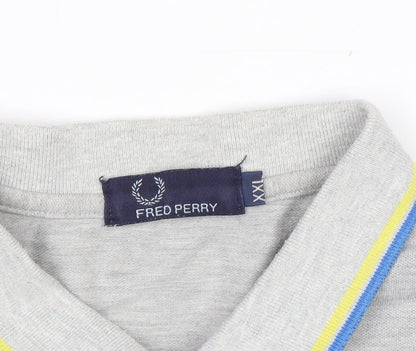 Fred Perry Mens Grey 2XL Polo Shirt Preppy Cotton Classic Style