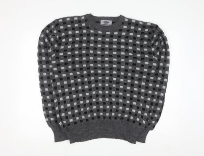 Hemingway Point Men's Grey Check Knit Crew Neck Jumper XL