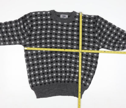 Hemingway Point Men's Grey Check Knit Crew Neck Jumper XL