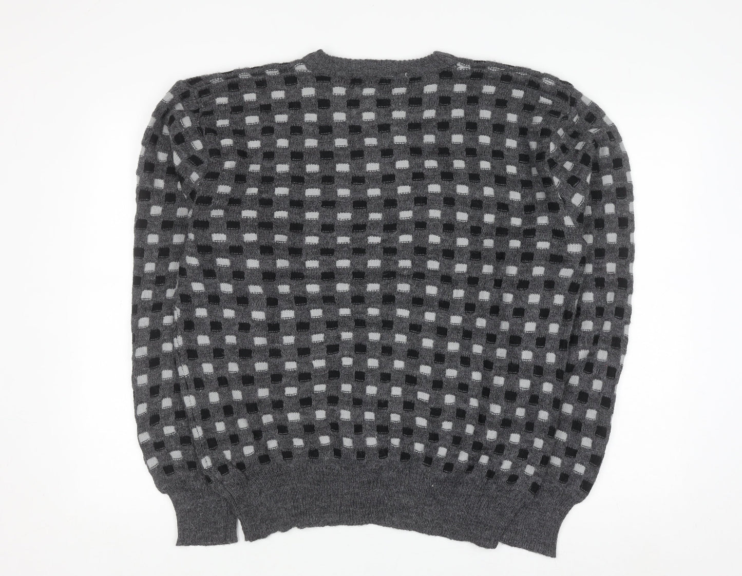 Hemingway Point Men's Grey Check Knit Crew Neck Jumper XL