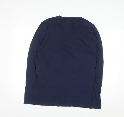 Wrangler Men's Blue Long Sleeve Graphic Cotton T-Shirt Size M