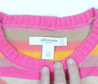 Liz Claiborne Women’s Multicoloured Striped Cotton Jumper L