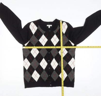 Croft & Barrow Women's Black Argyle Cardigan Jumper Size S