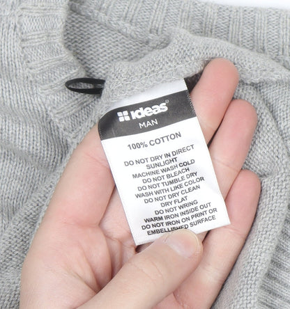 Ideas Men Grey Argyle Diamond Knit Cotton Jumper XL