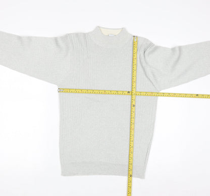 P'Galli Womens Silver Mock Neck Knit Pullover Jumper Size M