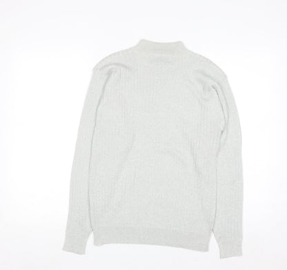 P'Galli Womens Silver Mock Neck Knit Pullover Jumper Size M