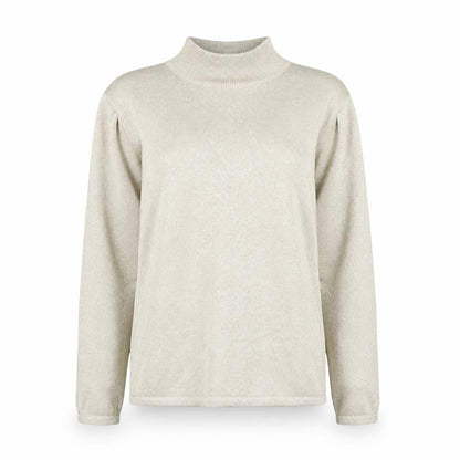 Talbots Women’s Beige Metallic Knit Roll Neck Jumper Size S
