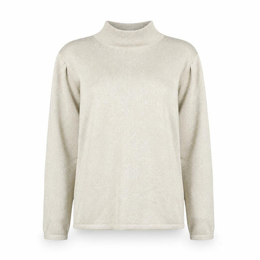Talbots Women’s Beige Metallic Knit Roll Neck Jumper Size S