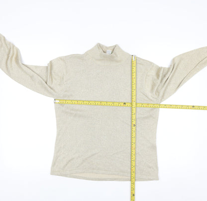 Talbots Women’s Beige Metallic Knit Roll Neck Jumper Size S