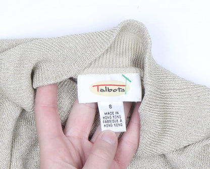 Talbots Women’s Beige Metallic Knit Roll Neck Jumper Size S