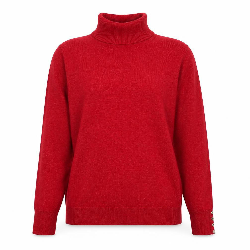 Carolyn Taylor Women Red Roll Neck Knit Jumper L Long Sleeve
