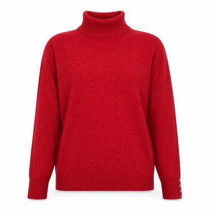 Carolyn Taylor Women Red Roll Neck Knit Jumper L Long Sleeve