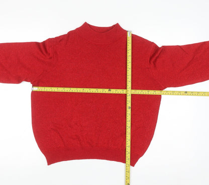 Baxter Wells Women’s Red Mock Neck Petite M Metallic Knit Jumper