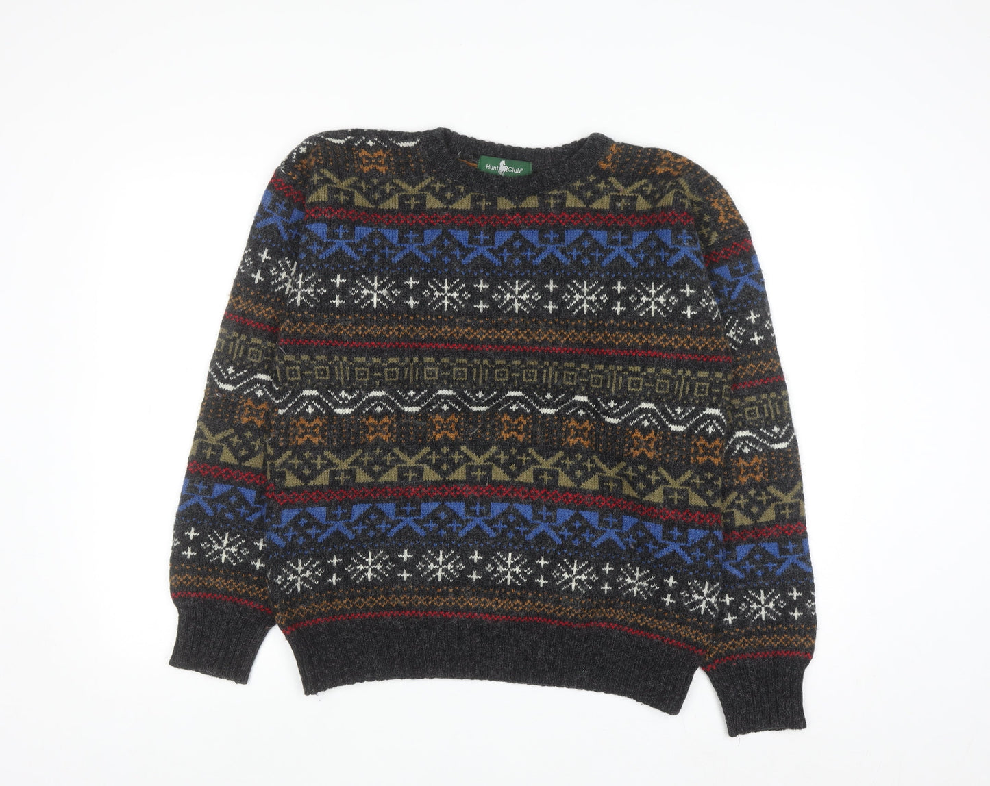 Hunt Club Men's Multicoloured Fair Isle Wool Blend Crew Neck Jumper L