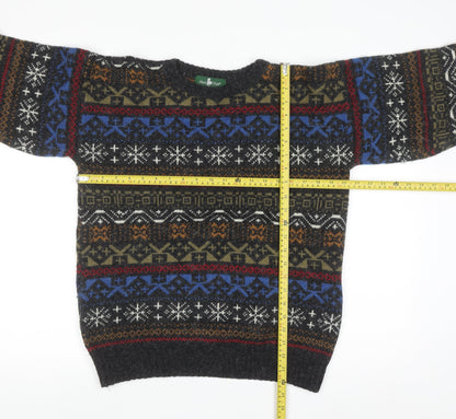 Hunt Club Men's Multicoloured Fair Isle Wool Blend Crew Neck Jumper L