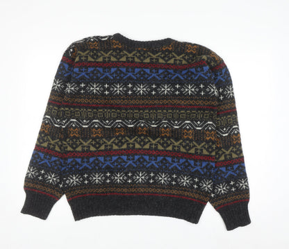 Hunt Club Men's Multicoloured Fair Isle Wool Blend Crew Neck Jumper L