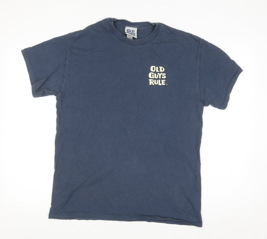 Old Guys Rule Mens Blue Graphic Cotton T-Shirt Size M Funny Dog Print