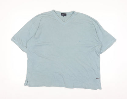 Daniel Hechter Men's Blue Cotton V-Neck T-Shirt Size L