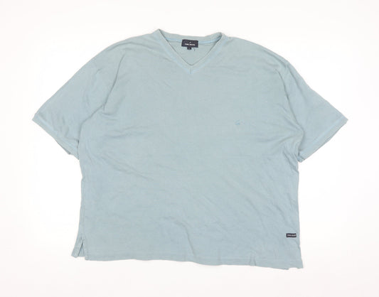 Daniel Hechter Men's Blue Cotton V-Neck T-Shirt Size L