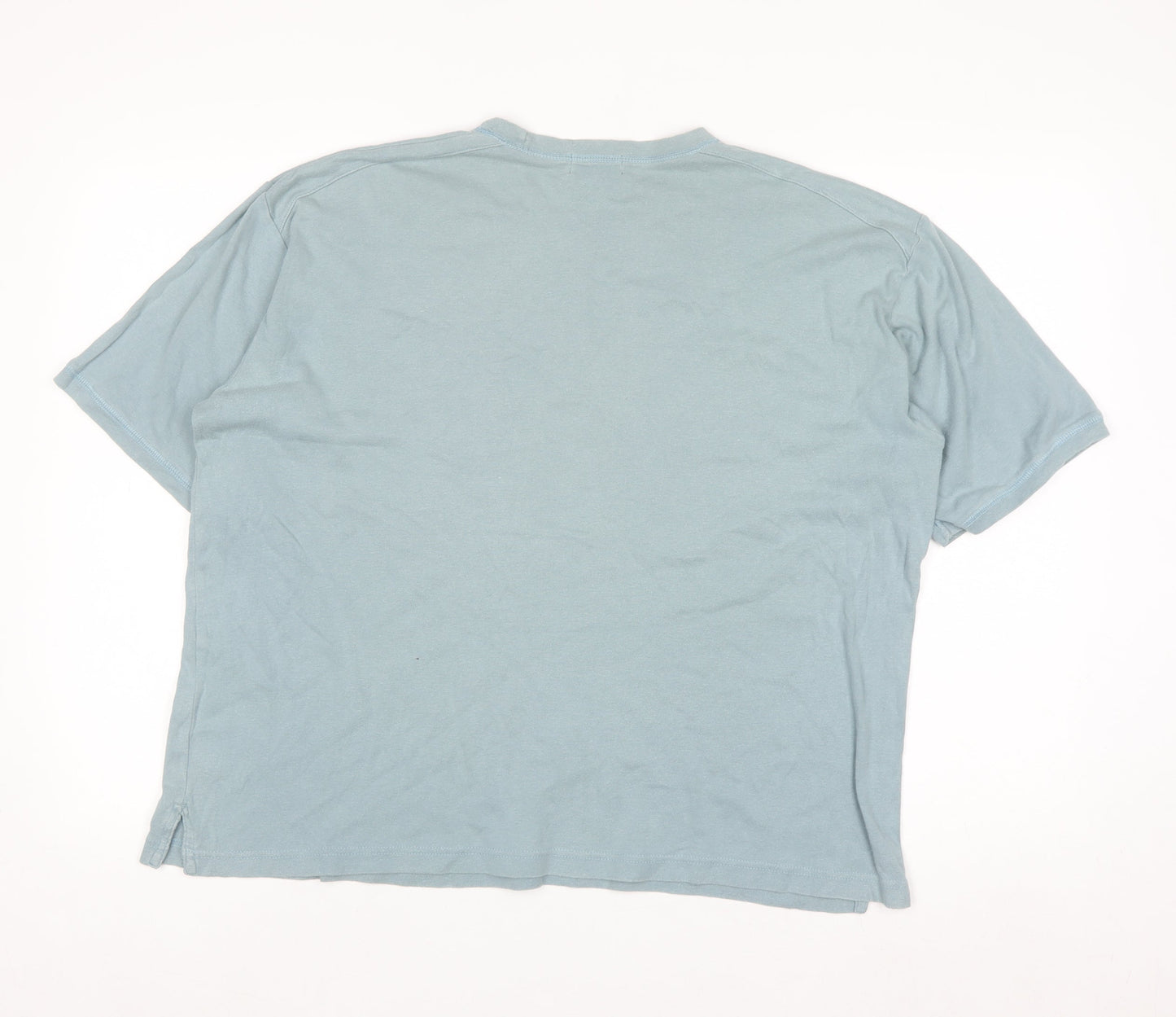Daniel Hechter Men's Blue Cotton V-Neck T-Shirt Size L