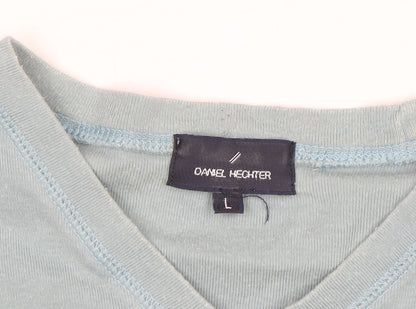 Daniel Hechter Men's Blue Cotton V-Neck T-Shirt Size L