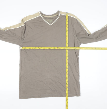 Maine New England Men's Small Beige Long Sleeve V-Neck Cotton Top